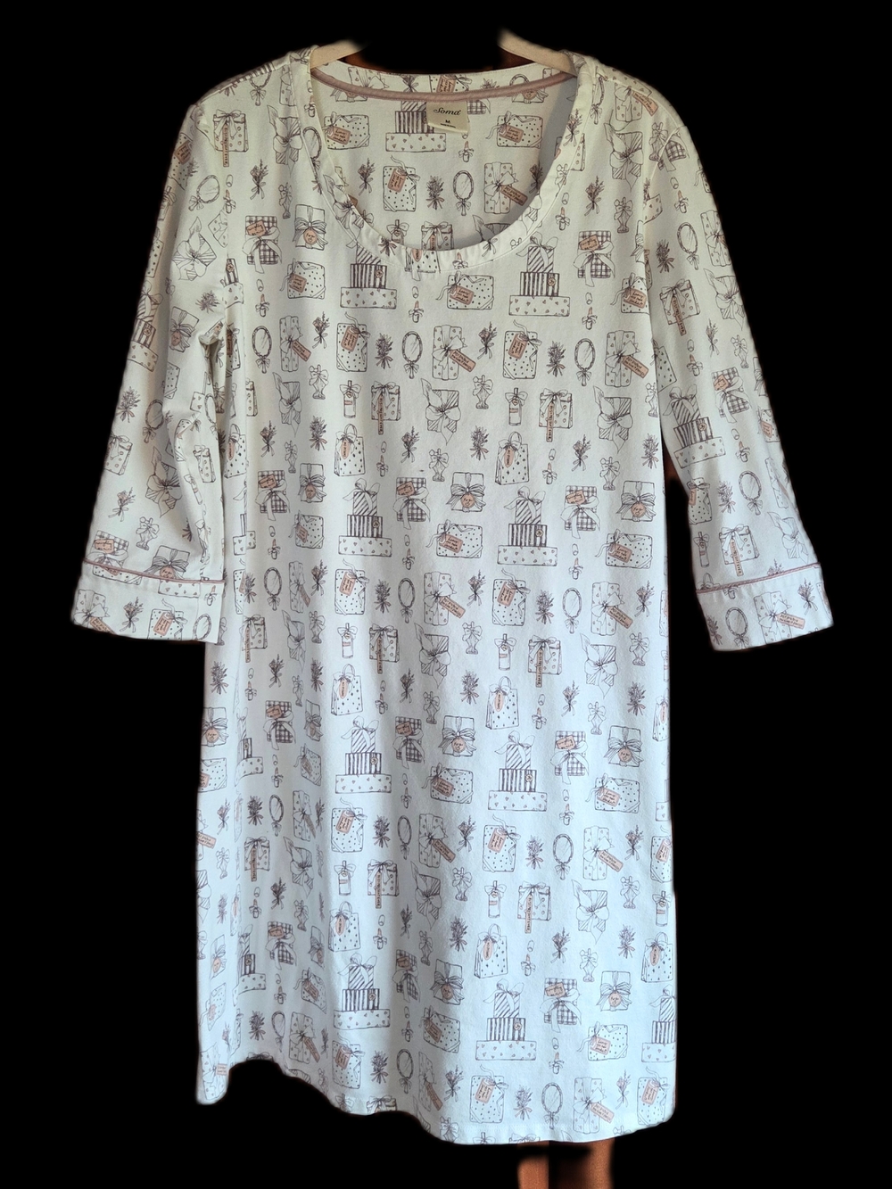 Soma White Nightshirt with Brown Print